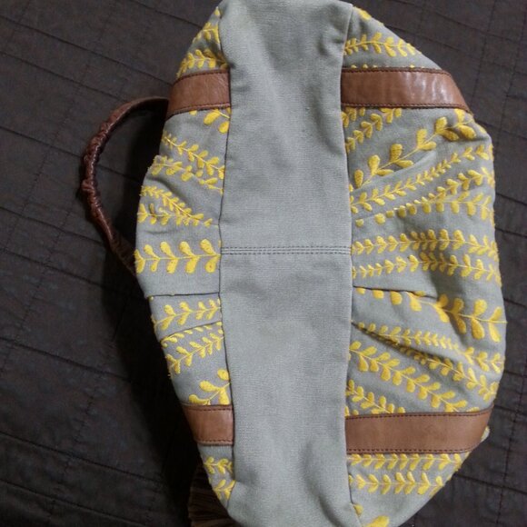 Lucky Penny Anthropologie Purse Handbag Tote Hobo Boho Bohemian Yellow Gray - Picture 8 of 16